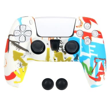 DATA FROG För Sony Playstation 5 Silikonskydd Spelkontrollskydd med 2 Rocker Caps