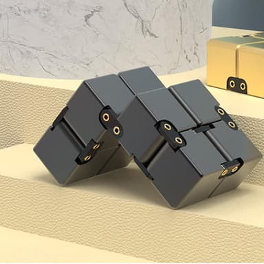 Fidget Toy Stress Avslappning Infinite Cube Flip Kub Svart-Rose