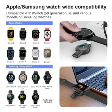 Laddare till Watch Series + Samsung med USB-C+USB-kontakt