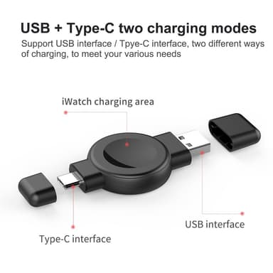 Laddare till Watch Series + Samsung med USB-C+USB-kontakt