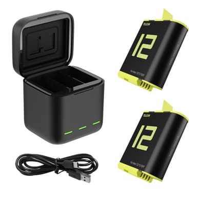 TELESIN för GoPro Hero 12 11 10 9 laddning docka med 2 batterier