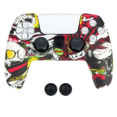 DATA FROG För Sony Playstation 5 Silikonskydd Spelkontrollskydd med 2 Rocker Caps