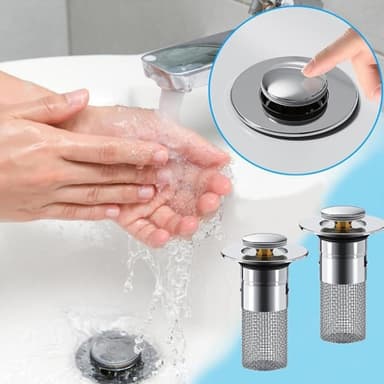 2 st Pop Up Tvättställspropp  Avloppsfilter Hårfångare Sil för Duschhandfat
