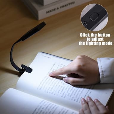 Laddningsbar läsljus läslampa Clip On LED Bok Ljus- Vit