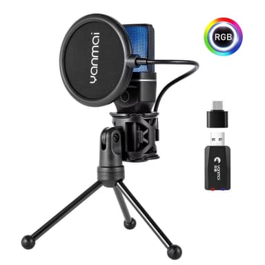 YANMAI Live Streaming Trådlös RGB-mikrofon gaming spel online