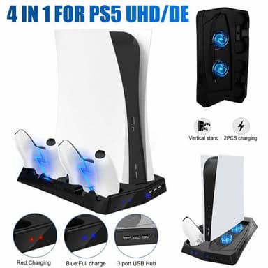 Sony Playstation 5 UHD / DE Charging stand Laddningsställ Stativ Kylfläkt
