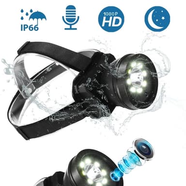 Vattentät 1080P Videokamera Ficklampa Pannlampa Strålkastare