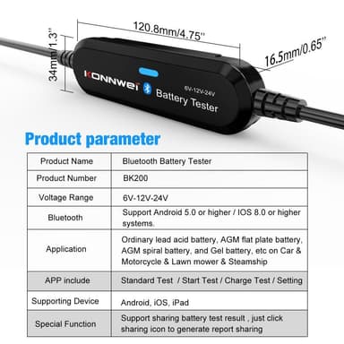 Multifunktion Bluetooth Batteritestare Bil Lastbil MC 6 12 24V