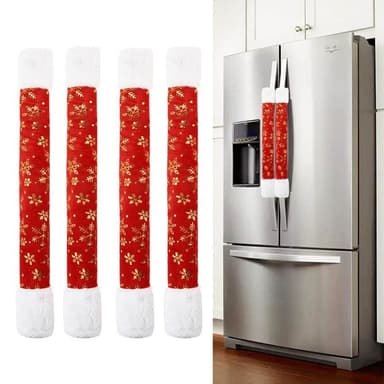 4-pack Jullinne Tyg Kylskåp Dörrhandtag Skyddande överdrag Jul