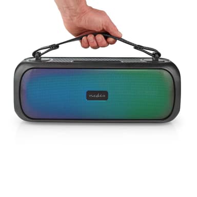 Nedis Bluetooth® Party Boombox | 4.5 timmar | 2.0 | 45 W | Uppspelning av media: AUX / USB | IPX5 | Synkroniseringsbar | Bärhandtag | Festljus | Svart