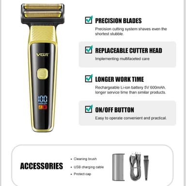 VGR Hårklippare Nose Hair Trimmer Uppladdningsbart Skäggtrimmer
