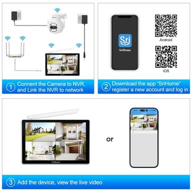SRIHOME NVS010 1 till 4 Trådlös Touchskärm 5MP HD Övervakningskamera NVR Videoinspelare