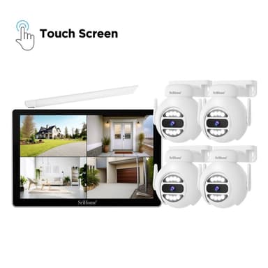 SRIHOME NVS010 1 till 4 Trådlös Touchskärm 5MP HD Övervakningskamera NVR Videoinspelare