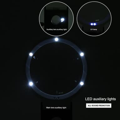 Hopfällbart stort förstoringsglas med LED lampa 3,5 x 110mm