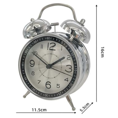 Retro Twin Bell Alarm Tyst Väckarklocka