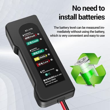 12V batteritestare 6-LED bilfelstestare batterikontroll bil lastbil motorcykel