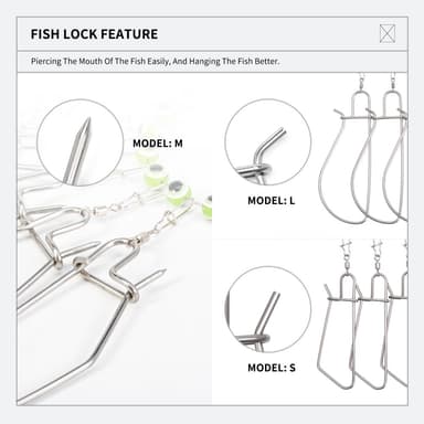 LEO Fiskspänne i rostfritt stål Fishing Stringer Clip 7 st Snaps