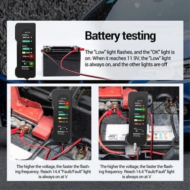12V batteritestare 6-LED bilfelstestare batterikontroll bil lastbil motorcykel