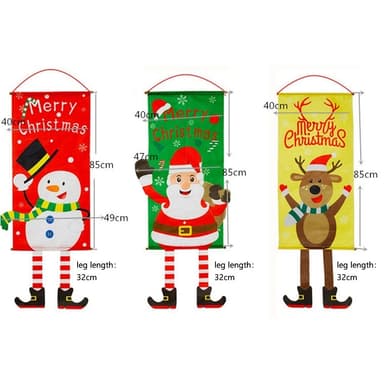 Merry Christmas Flagga Xmas Hängande Banner Dörr Dekor - Snögubbe