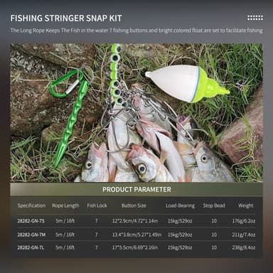 LEO Fiskspänne i rostfritt stål Fishing Stringer Clip 7 st Snaps