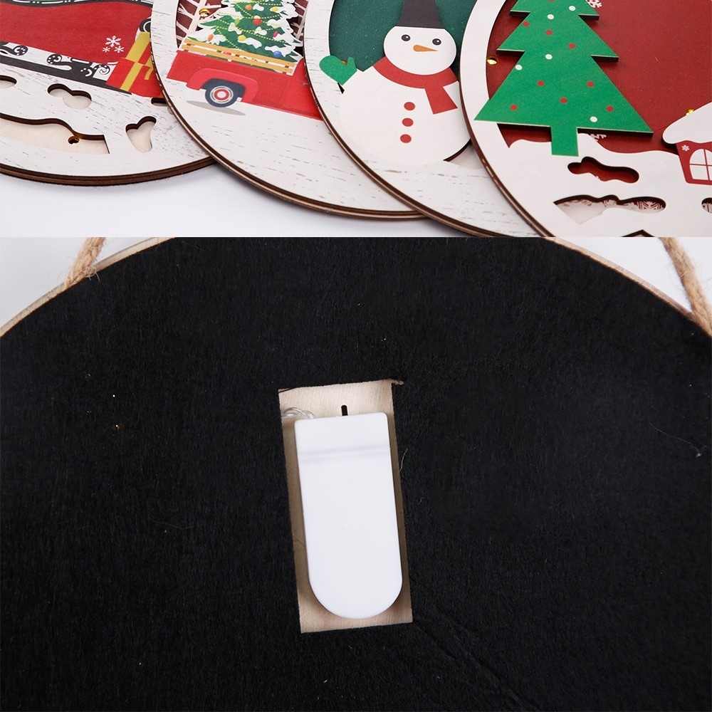 Jul Skylt Dekoration Dörr med LED-ljus - Julsläde och presenter