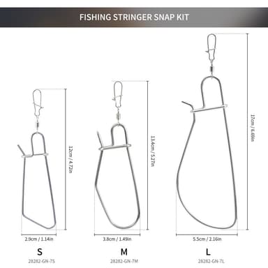 LEO Fiskspänne i rostfritt stål Fishing Stringer Clip 7 st Snaps