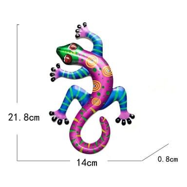 Gecko Ödla Väggdekor Trädgård prydnad 14x21.8x0.8cm - Rosa