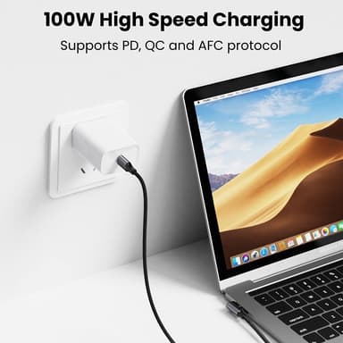 UGREEN 2m 100W snabbladdning sladd kabel USB-C datakabel böjd