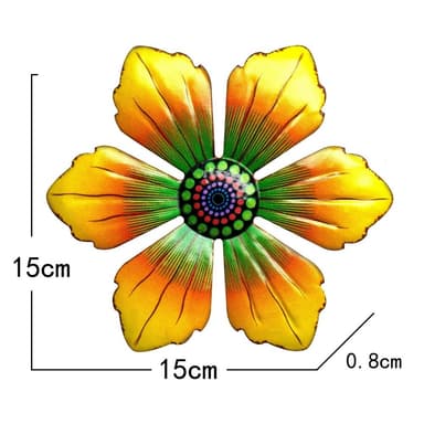 Blomma Metall Väggdekor Trädgård prydnad 15x15x0,8cm - Gul