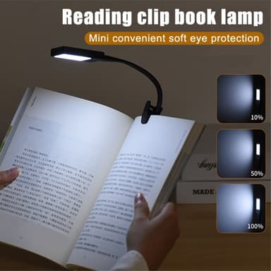 Laddningsbar läsljus läslampa Clip On LED Bok Ljus- Svart