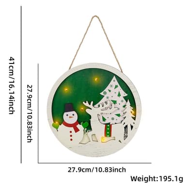 Jul Skylt Dekoration Dörr med LED-ljus - Snögubbe och älg
