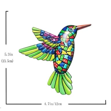Fågel Kolibri Väggdekor Trädgård prydnad 12x13,5cm - Grön