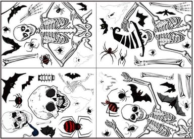 Väggdekorationer med halloweenmotiv, Döskallar , 35x25