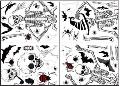 Väggdekorationer med halloweenmotiv, Döskallar , 35x25