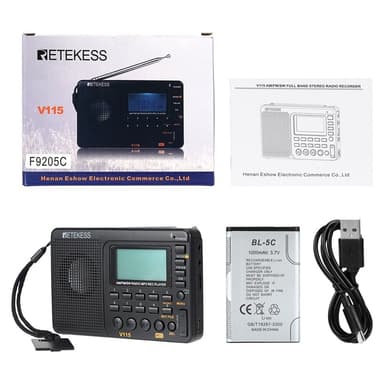 RETEKESS V-115 Bärbar FM AM Radio MP3-spelare med digital skärm