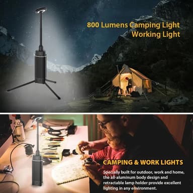 Tripod Teleskopisk lampa Uppladdningsbar utomhus camping tält