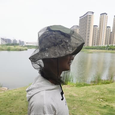 Kamouflage bucket hatt Keps med myggnät camping fiske - Army
