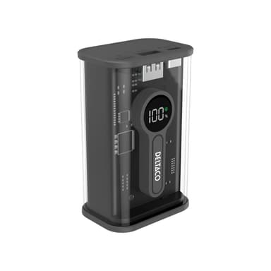 Deltaco Transparent powerbank med snabbladdning 10 000 mAh
