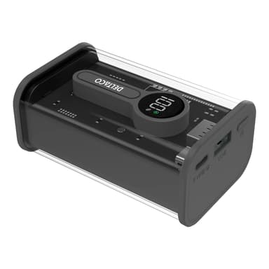 Deltaco Transparent powerbank med snabbladdning 10 000 mAh