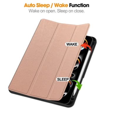 Till iPad Pro 11 (2024) Slim fit tri-fold fodral Pennfack - RoseGold