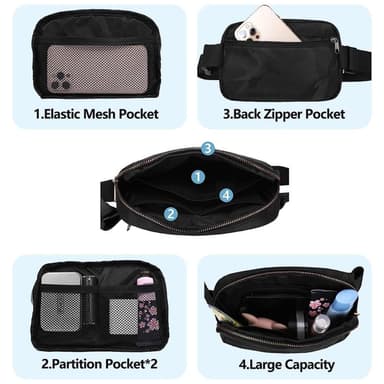 Bröst Midjeväska Sport Casual Crossbody Bag - Svart Kamouflage