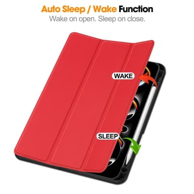 Till iPad Pro 11 (2024) Slim fit tri-fold fodral Pennfack - Röd