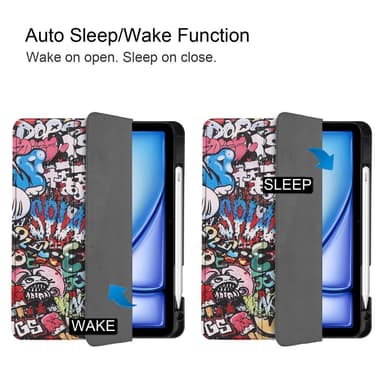 Till iPad Air 11 (2024) Slim fit tri-fold fodral Pennfack - Graffiti