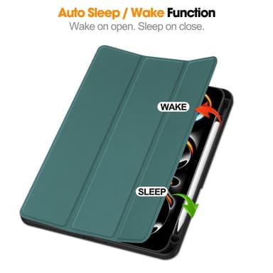 Till iPad Pro 11 (2024) Slim fit tri-fold fodral Pennfack - Grön