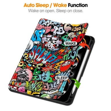 Till iPad Pro 11 (2024) Slim fit tri-fold fodral Pennfack - Graffiti