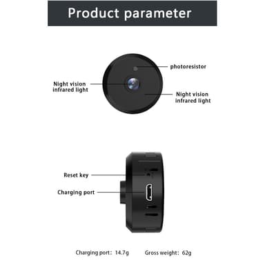 X16 Batterifritt Mini Kamera Trådlöst WiFi Kamera