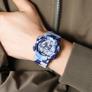 SKMEI 50m vattentät armbandsur klocka - Blå kamouflage