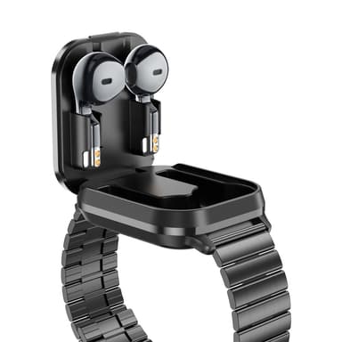 D8 Pro 2-i-1 Bluetooth Hörlurar & Smartklocka Health Monitoring Stålrem