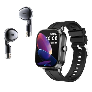 D8 Pro 2-i-1 Bluetooth Hörlurar & Smartklocka Health Monitoring Stålrem