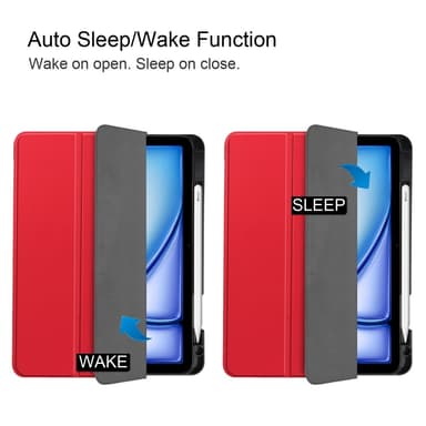 Till iPad Air 11 (2024) Slim fit tri-fold fodral Pennfack - Röd